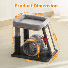 4-in-1 Cat Tree | Scratch Post, Play Ball, Feather Teaser & Cozy Bed
