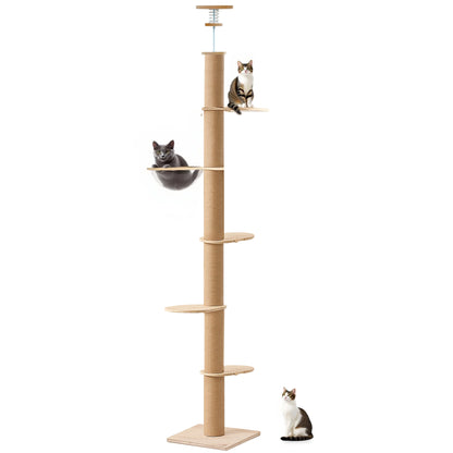 5-Level Adjustable Cat Climbing Tower | Sisal Scratching & Multi-Platform Enrichment