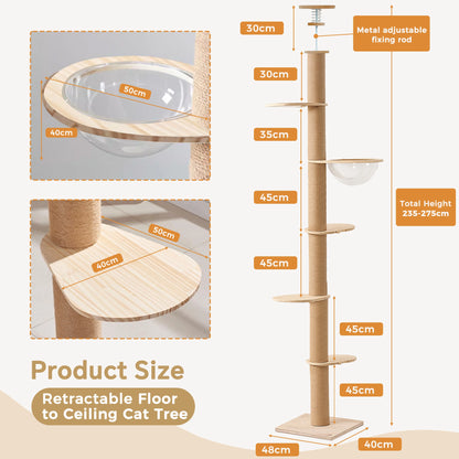 5-Level Adjustable Cat Climbing Tower | Sisal Scratching & Multi-Platform Enrichment