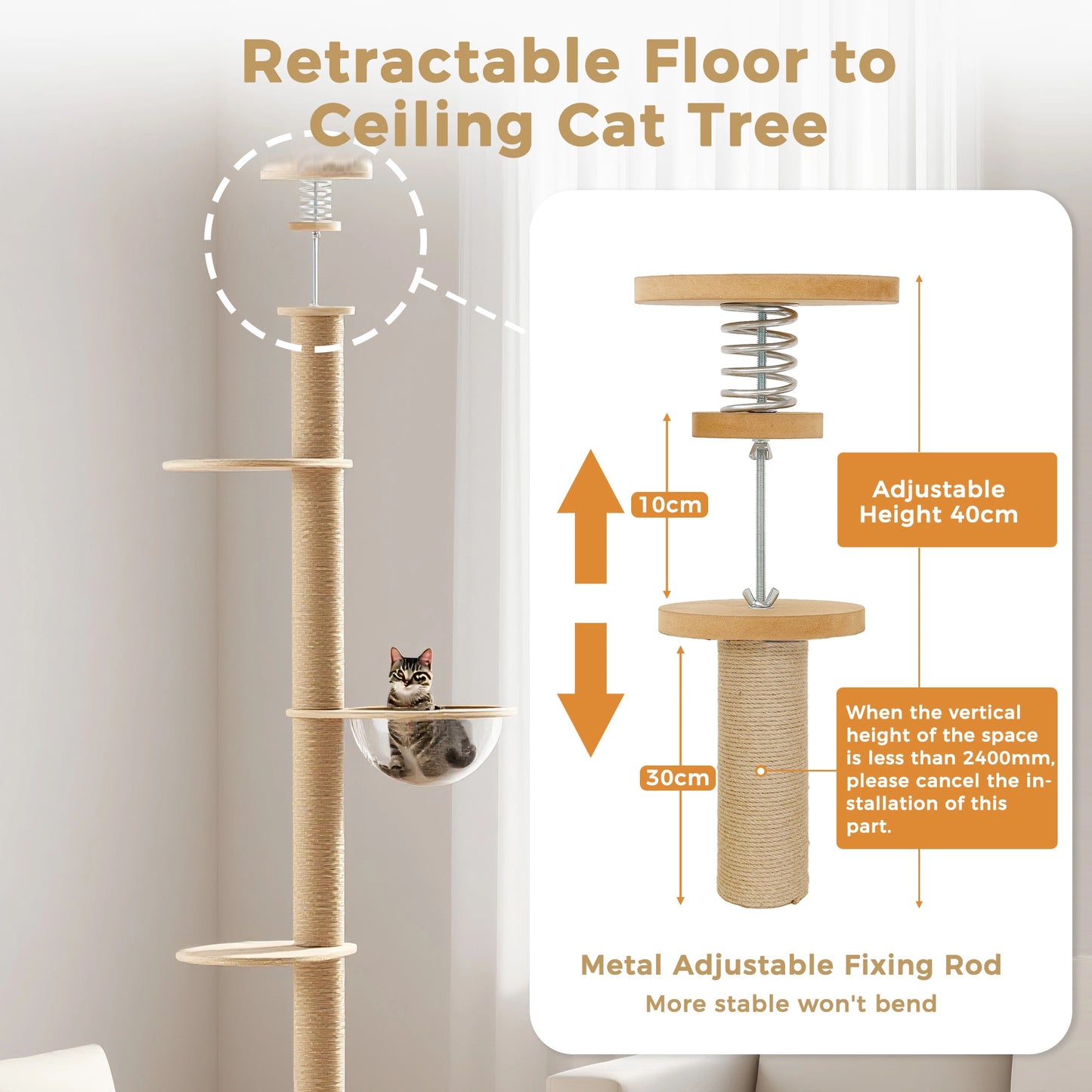 5-Level Adjustable Cat Climbing Tower | Sisal Scratching & Multi-Platform Enrichment