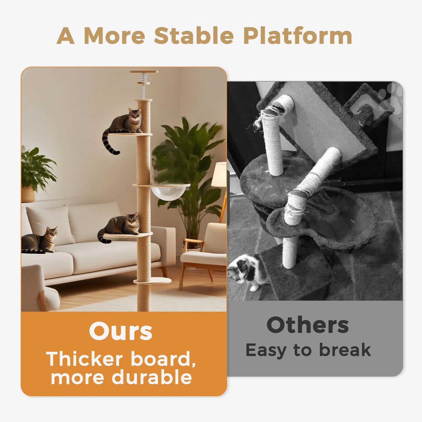 5-Level Adjustable Cat Climbing Tower | Sisal Scratching & Multi-Platform Enrichment