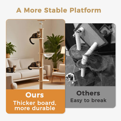5-Level Adjustable Cat Climbing Tower | Sisal Scratching & Multi-Platform Enrichment