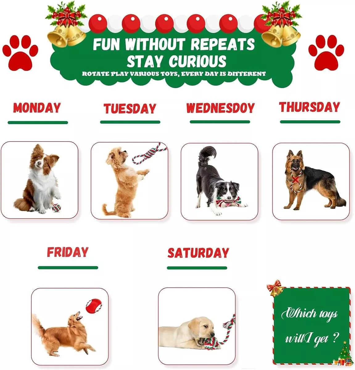 6pcs Dog Chew Toy Christmas Set