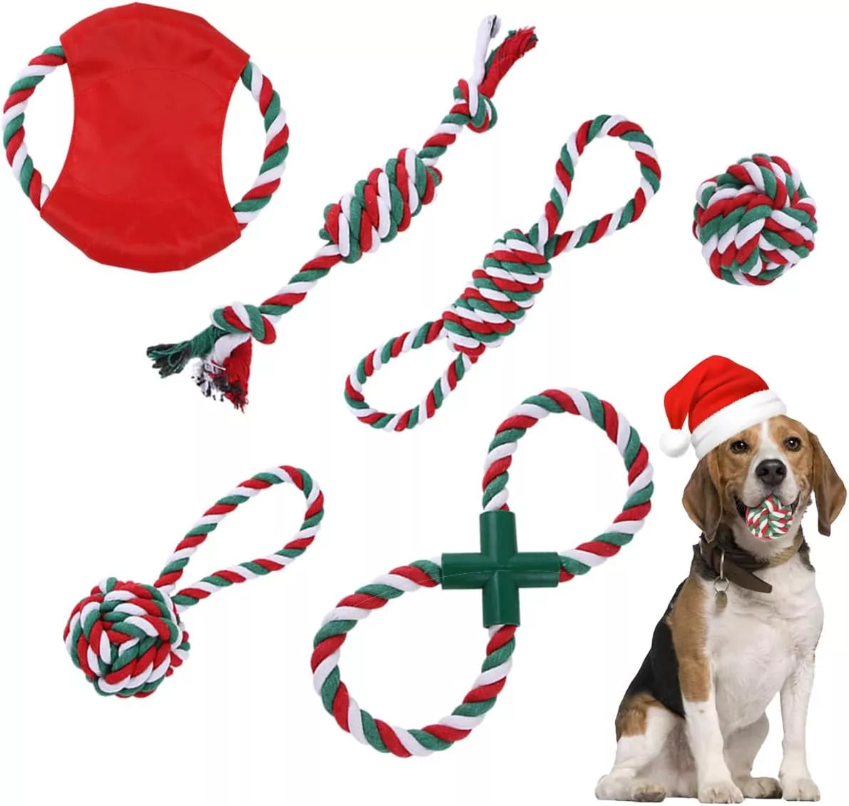 6pcs Dog Chew Toy Christmas Set