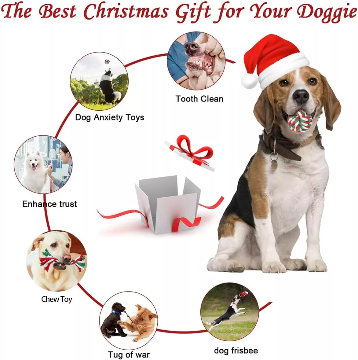 6pcs Dog Chew Toy Christmas Set
