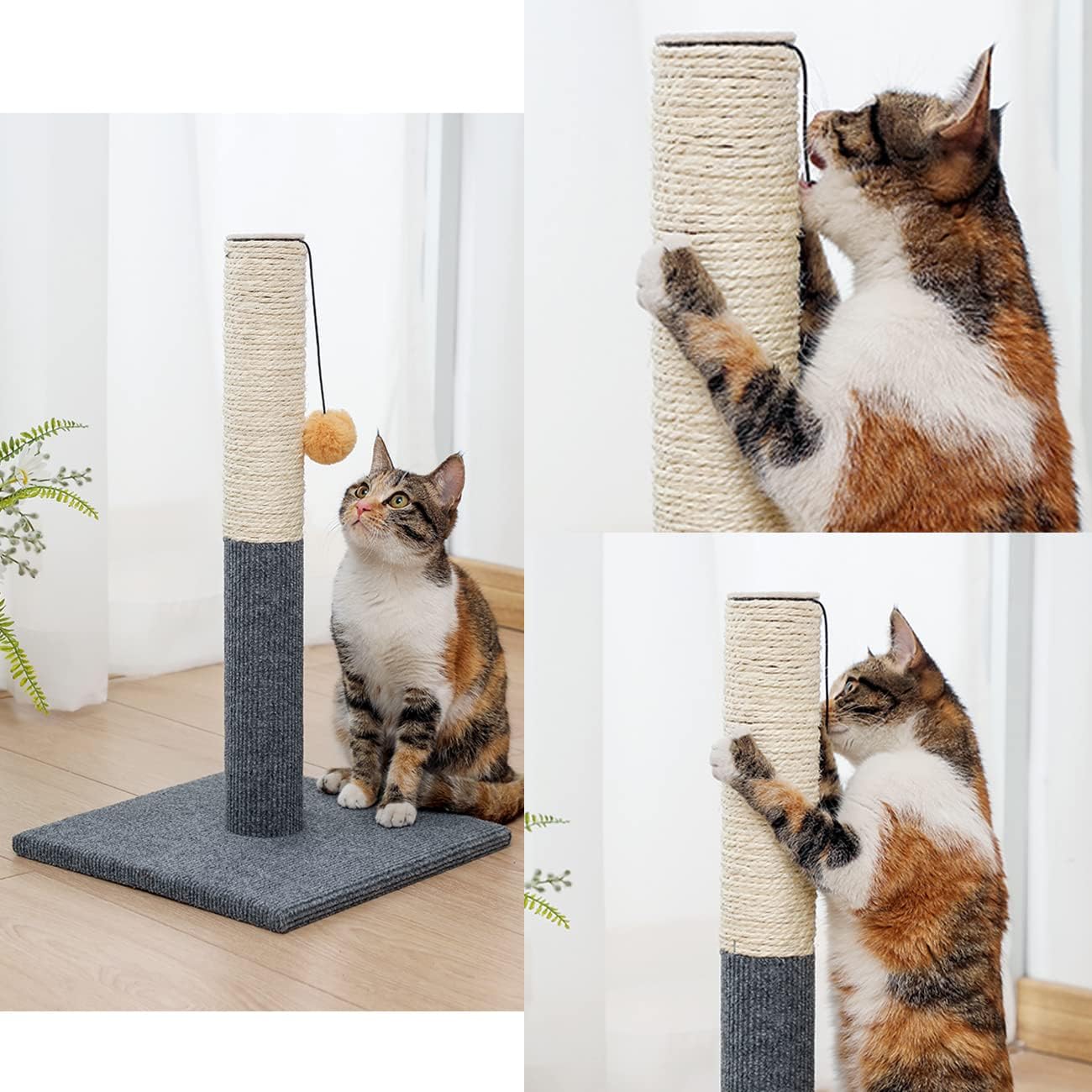 Cat Scratching Post | High-Quality Sisal Rope & Sturdy Plush Ball