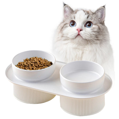 Ergonomic Cat Bowl white style Front View