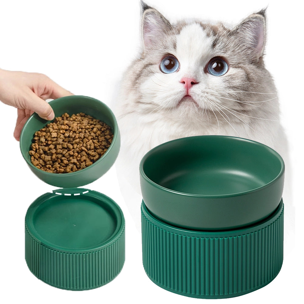 Ergonomic Cat Bowl green style Front View