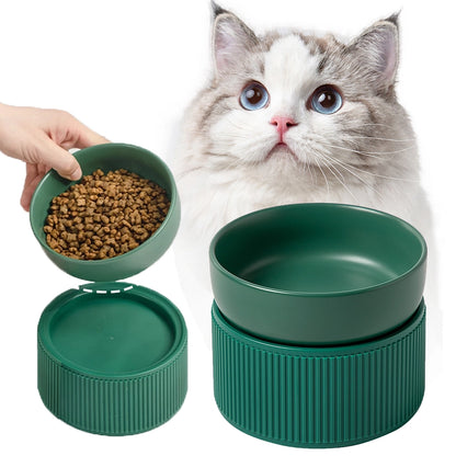 Ergonomic Cat Bowl green style Front View