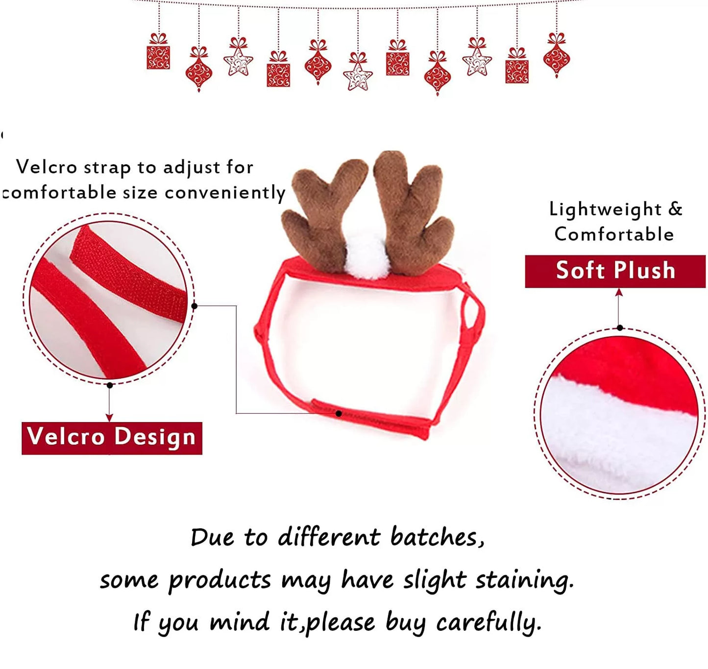 Christmas Pet Red Antler Hair Band