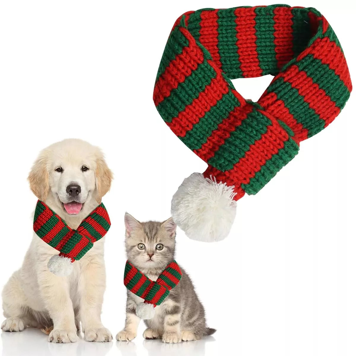 Christmas Pet Red and Green Scarf