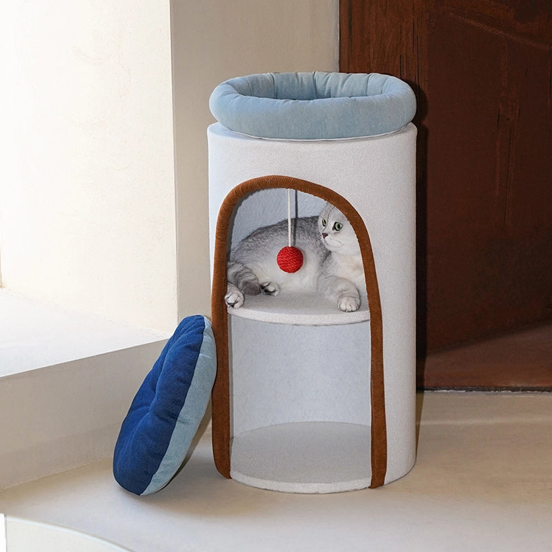 Denim Cat Tree & Bed