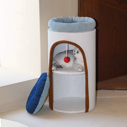 Denim Cat Tree & Bed
