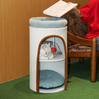 Denim Cat Tree & Bed