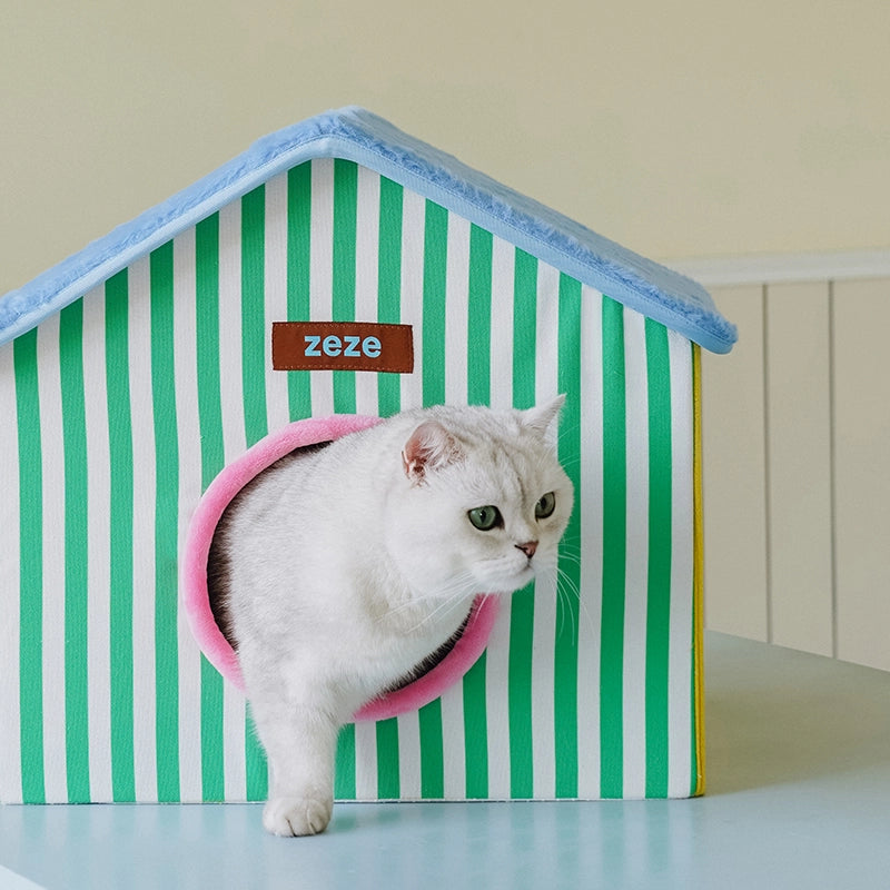 Foldable Enclosed Cat Box House