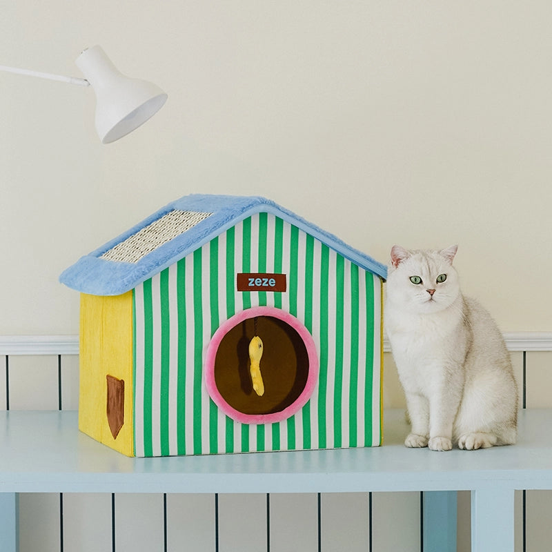 Foldable Enclosed Cat Box House