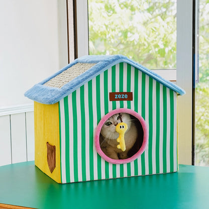 Foldable Enclosed Cat Box House