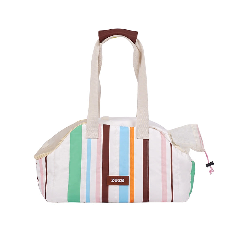 Color-Blocking Striped Pet Carrier