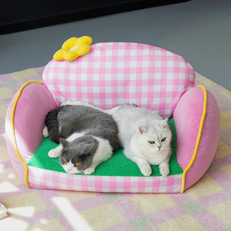 Pink Flower Pet Sofa Bed