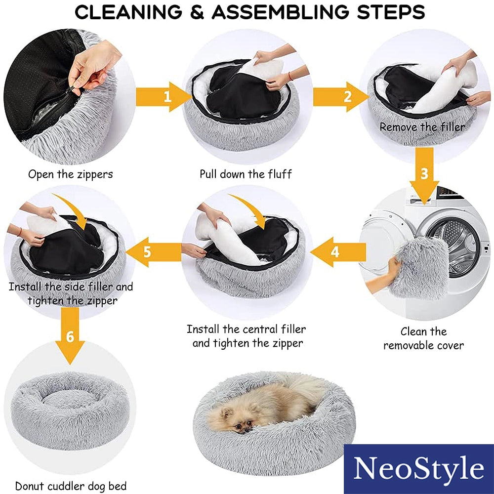 Round Plush Pet Bed with Non-Slip Base Tutorial