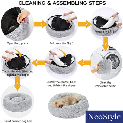 Round Plush Pet Bed with Non-Slip Base Tutorial