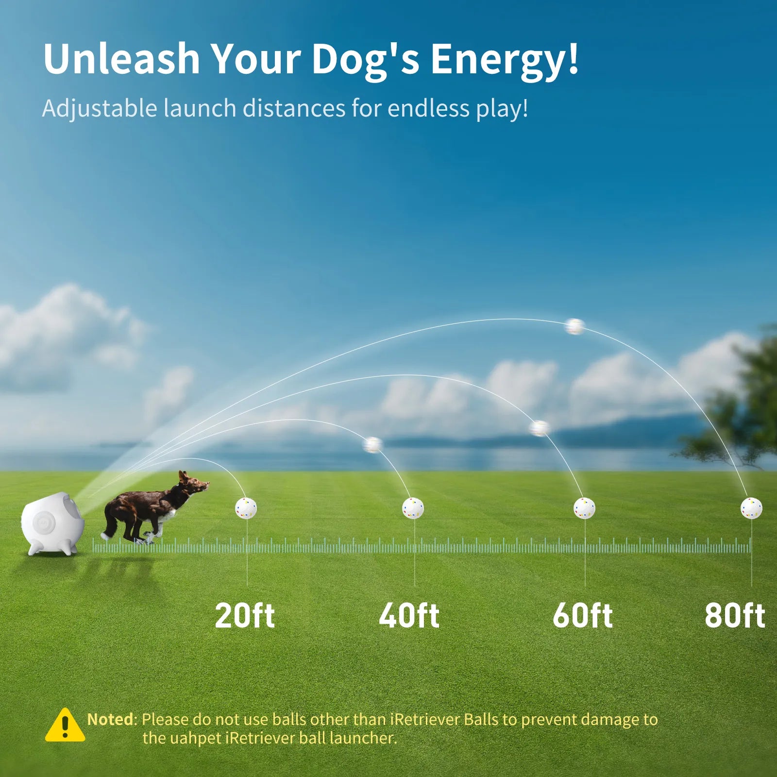 Uahpet iRetriever Dog Ball Launcher Automatic Obstacle Avoidance Range