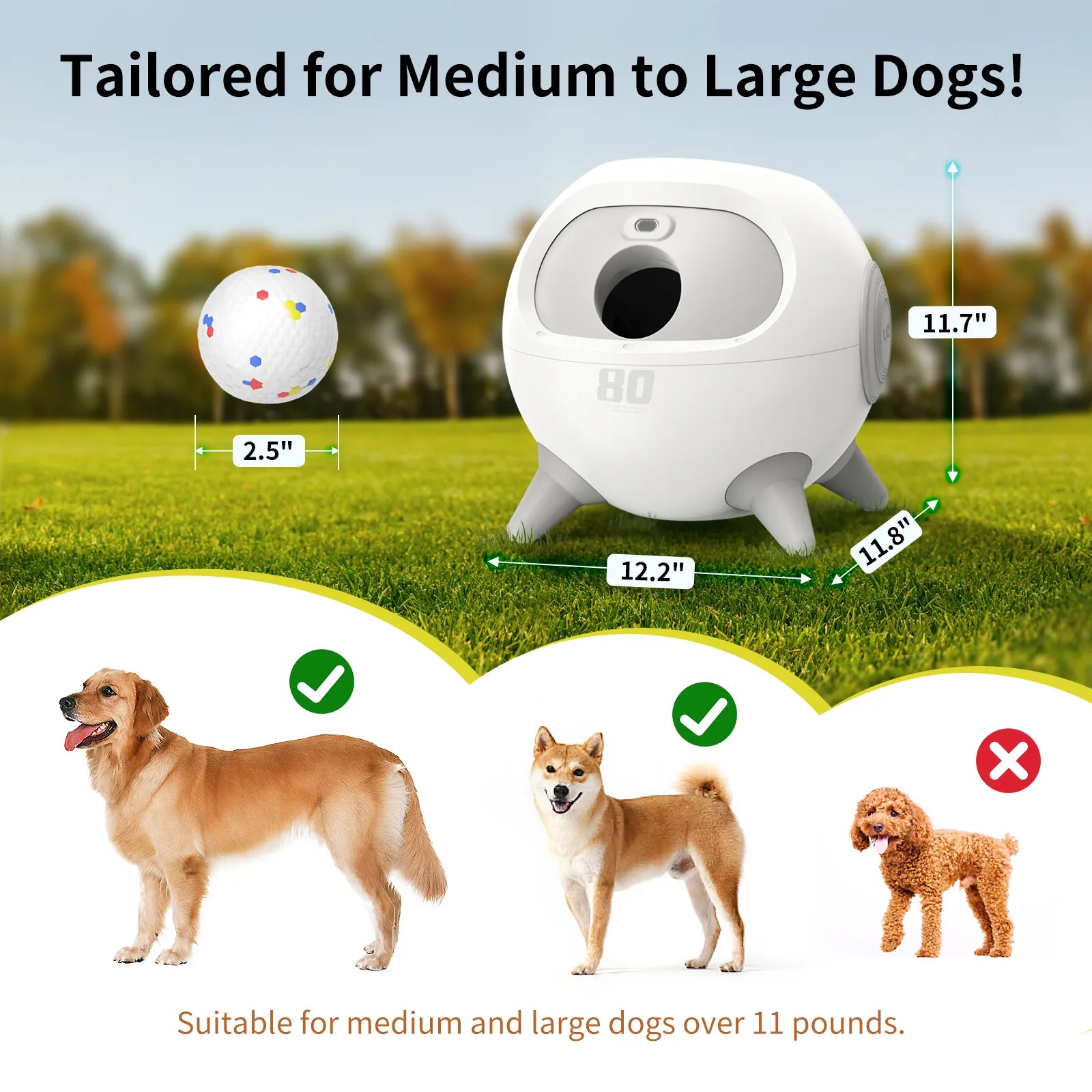 Uahpet iRetriever Dog Ball Launcher Automatic Obstacle Avoidance size
